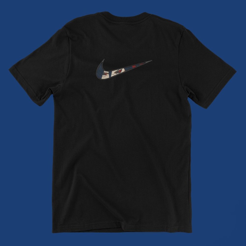 New- White&black Embroidered anime box T-shirt
